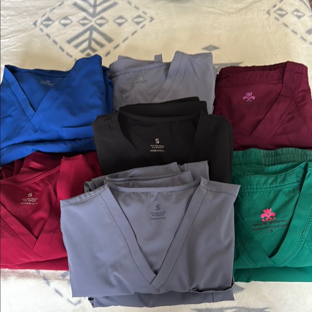 Scrubs 7 Pair Top & Bottom Matching Sets Collection, Gently Used